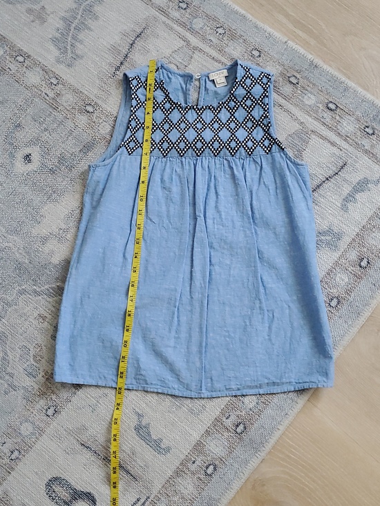 J. Crew Linen Cotton Embroidered Shift Tank Sz00 - Picture 6 of 10